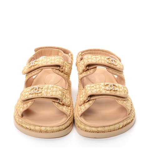 chanel velcro sandals beige|Chanel dad sandals 2020 price.